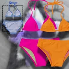 Biquíni Infantil/Juvenil Cortininha - Praia/Piscina com Proteção UV 50+ 4 ao 16 Anos em Suplex