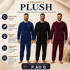 Pijama Longo Inverno Masculino em Plush Conforto e Qualidade P ao G