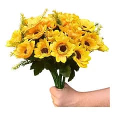 Kit 50 Girassol Artificial Flor 10 Buquês Decoração Realista