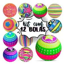Kit 12 Bola Vinil Inflável Praia Piscina Festa Fluorescente