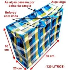 Bolsa Sacolão Grande com Zíper – Sacola de Viagem, Feira e Mudança Resistente - 70x55cm