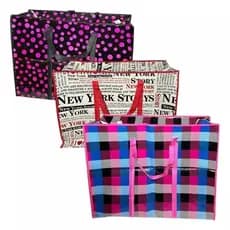 Kit 3un SACOLÃO DE FEIRA GRANDE COM ZÍPER BOLSA REUTILIZÁVEL GG Com Ziper 80x70cm