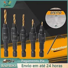 5 unidades Broca escareadora carpintaria conjunto de parafusos tamanhos  com ferramenta de chave