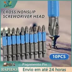 Jogo 10 Bits Ponteira Phillips Imantada Furadeira Parafusadeira Antiderrapante