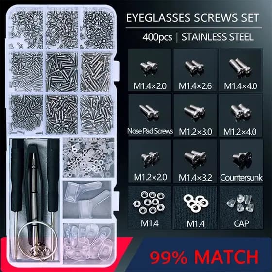 Kit de Reparação de Óculos de Sol, Conjunto de Chaves de Fenda, Peças Variadas para Apoio de Nariz WN3W