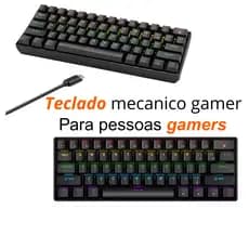 Teclado Mecânico K61 Apayado RGB 60% Switch Vermelho Compacto USB Teclado Gamer para PC Notebook