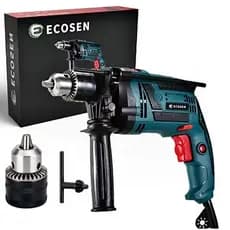 Furadeira de Impacto ECOSEN Profissional 13mm 650W Reversível com Mandril e Empunhadura Auxiliar