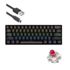 Teclado Gamer Mecânico K61 Apayado 60% RGB Switch Vermelho Compacto Anti-Ghosting USB