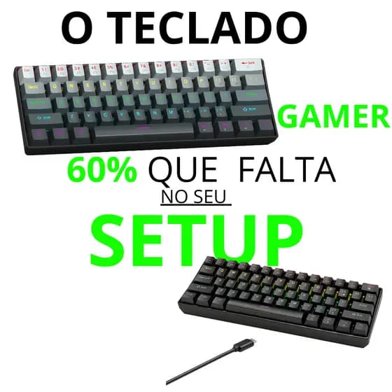 Teclado Gamer Mecânico K61 Apayado RGB Switch Vermelho 60% Compacto USB Anti Ghosting PC Mobilador