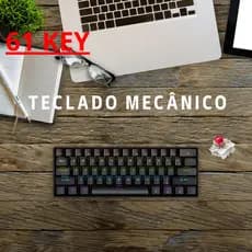 Teclado Mecânico K61 Gamer RGB Apayado Switch Vermelho 60% Compacto USB Anti Ghosting PC Gamer