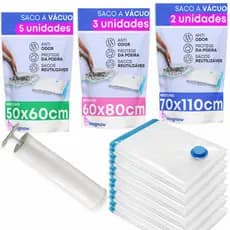 Combo Econômico Sacos a Vácuo para Roupas – 5 Médios, 3 Grandes, 2 Extra Grandes
