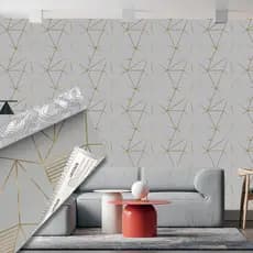 Papel De Parede Adesivo Geométrico chumbo gold 2,5m x 45cm 79132