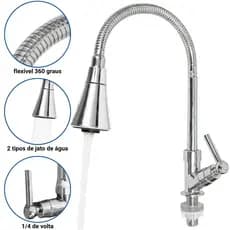 Torneira Gourmet Cromada Anti-Vazamento 2 Jatos Premium