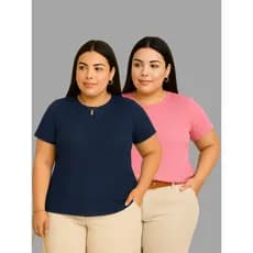 Kit 2 Moda Maior  Blusinha Feminina Canelada Plus Size Premium G ao G3