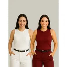 Kit 2 Blusa Feminina De Ribana Canelada Premium Sem Manga Regata Costa de Nadador