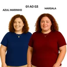 Camiseta Canelado Plus Size Blusas  Moda Maior Feminina  Básica Dia a Dia G1 ao G3