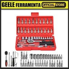 Kit De Ferramentas 40/46 Peças Jogo De Soquetes Chave Catraca Reversível Com Maleta Jogo De Ferramentas Completo
