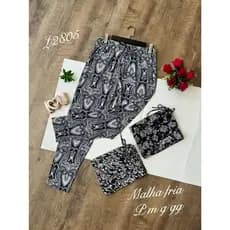 Calça Feminina Estampada Leve e Fresca – Cós Elástico, Bolsos Laterais e Tecido Malha Fria