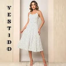 Vestido feminino Midi de bolinhas Elegante Vestido em poá