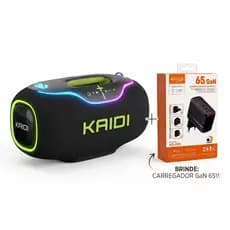 Caixa de Som Bluetooth 350W Potente Portátil Kaidi KD-888 Preto Som Alto Graves Reforçados Sem Fio