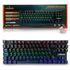Teclado Gamer Mecânico Usb Blue Português Rgb Pc Ley-2080 Cor De Teclado Preto
