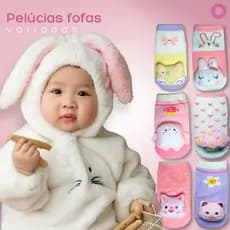 Kit Até 5 Pares Meia Infantil 3D Com Chocalho Bichinho e Sola Antiderrapante
