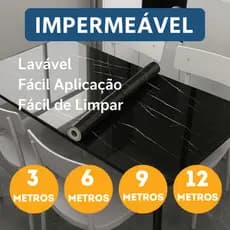 Kit Papel de Parede Adesivo Mármore Branco Preto Impermeável Lavável Cozinha Sala Quarto
