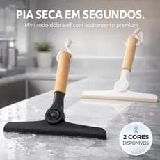 Mini Rodo Pia Dobrável Silicone Premium Cabo Madeira Limpeza Dobrável Para Pia Vidro Bancadas