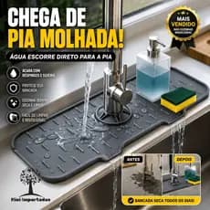 Tapete Escorredor de Pia Silicone Anti Respingo para Base de Protetor Torneira
