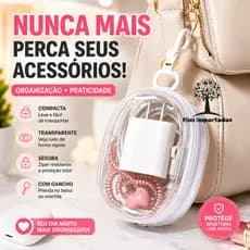 Mini Bolsa Organizadora Transparente com Zíper Porta Fone carregador Batom Acessórios