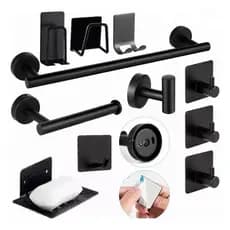 Kit Acessórios Banheiro 11 Peças Preto ou Prata Completo com Toalheiro e Saboneteira