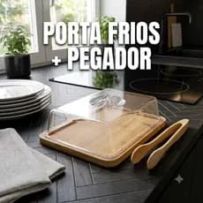 Kit Porta Frios Duplo  + Pegador de Bambu Multiuso
