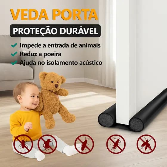 Protetor de Porta Rolinho Ajustável 80cm  Anti Poeira Insetos Vento Frio  Isolamento Térmico