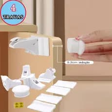 Kit 4 Travas Magnética Gaveta Armário Segurança Crianças