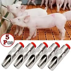 Kit 5 Bebedouro De Porco Automático Chupeta Suíno Bico Aço Inoxidável