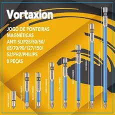 Kit de 8 Bits de Parafuso Cruzado PH2 Anti-Impacto Magnéticos Duráveis 25-120mm