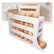 Porta Ovos Organizador Bandeja Geladeira Dispenser 4 Andare 30 Ovos Automatico Rolante Cor Branco