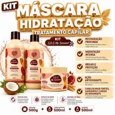 Kit Shampoo Condicionador Máscara 500ml Hidratação Cabelo Seco Ressecado Reconstrução Capilar S.O.S
