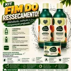 Kit Cabelos Secos Shampoo 500ml + Condicionador 500ml + Máscara 500g Tratamento Capilar Hidratação Anti Frizz