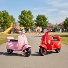 Mini Moto Elétrica Infantil 6v Scooter Vespa Vermelha com Baú Vermelha Rosa com Carregador Scooter Motoca Lambreta
