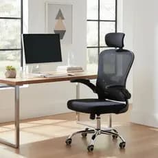 Cadeira de Escritório com Braço Ajustável + Apoio Lombar Ergonômico Tecido Respirável Mesh Elleva