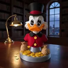 Busto Decorativo Tio Patinhas 44 cm Colecionável com Moedas e Dinheiro – Estátua Geek Disney Luxo para Decoração de Mesa