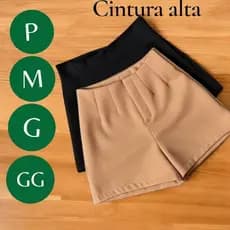 Kit 2 Shorts feminino Alfataria Cintura Alta com bolso  Zíper Lateral