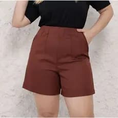 Shorts Alfaiataria Social Cintura Alta Com Bolso Zíper Lateral