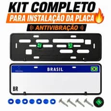 Suporte Placa Carro Mercosul Antivibração Sem Barulho com Fita 3M Kit Completo
