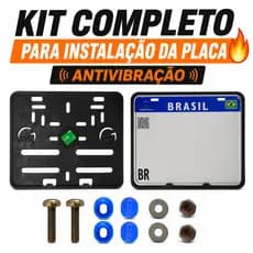 Suporte Placa Moto Mercosul Anti Vibração Sem Barulho com Fita 3M Kit Completo