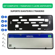 Suporte de Placa Mercosul Dianteiro e Traseiro para Carro + Kit Instalação e Lacre Antifurto