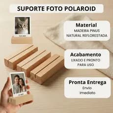 Kit 3 10 15 20 ou 30 Suportes Porta Foto Polaroid Madeira Pinus Decoração Presente