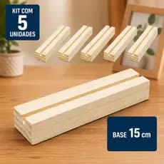Kit 5 Bases De Madeira Pinus Suporte Para Porta Retrato Placas Foto e Decoração 10cm ou 15cm