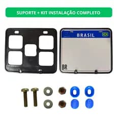 Suporte Placa Mercosul Moto + Kit Instalação com Lacre Antifurto